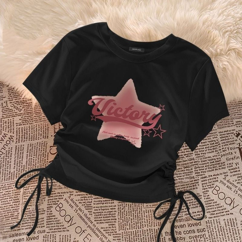 Children's Summer Western Style Thin Medium Big Drawstring Children's T-shirt