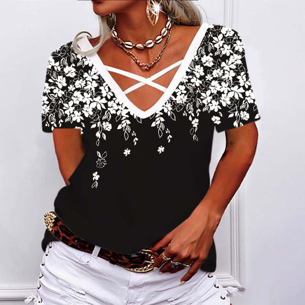 Summer Fashion Sleeve Printed Loose Comfortable Women's T-shirt