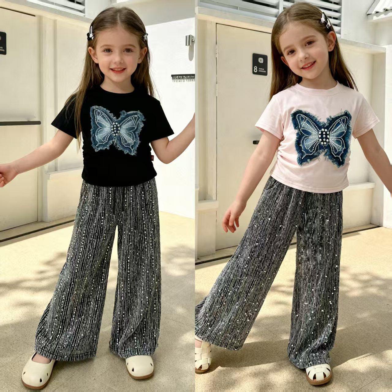 Fashion Clothing Summer Denim Patch Bow Cute Clothes Trousers Children's Suit