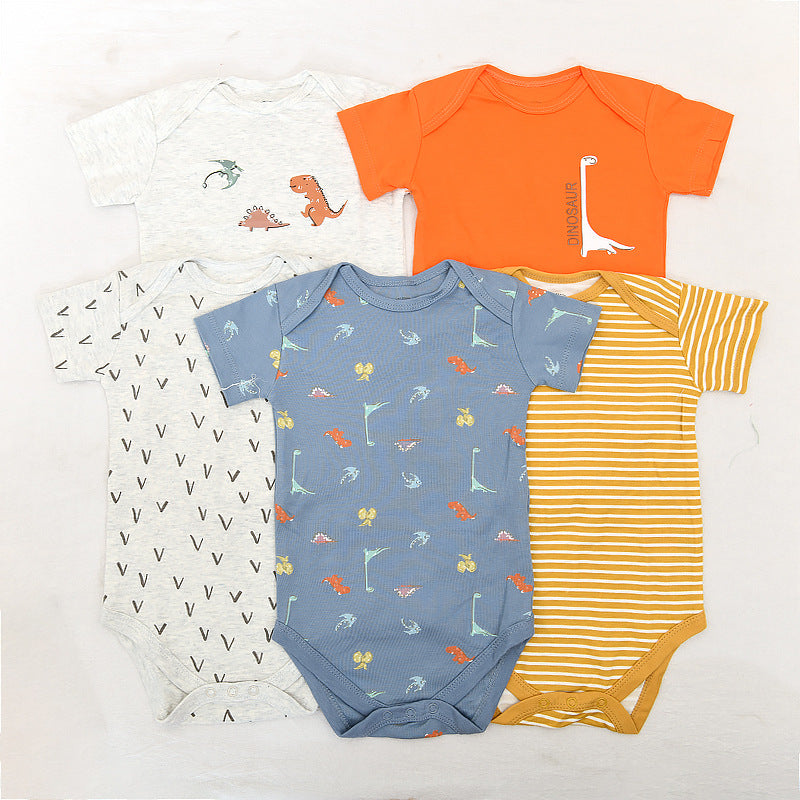 Class Jumpsuit Pure Cotton Summer Short-sleeved Clothes Born Thin Jumpsuit, Climbing Suit