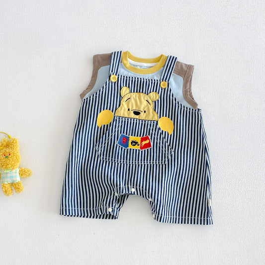 Cute Suspender Summer Boys Cartoon Bear Jeans Korean Style Children's Pants