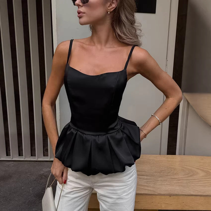 Women's Solid Color Spaghetti Straps Slimming Waist Small Vest/suspenders/tube Top