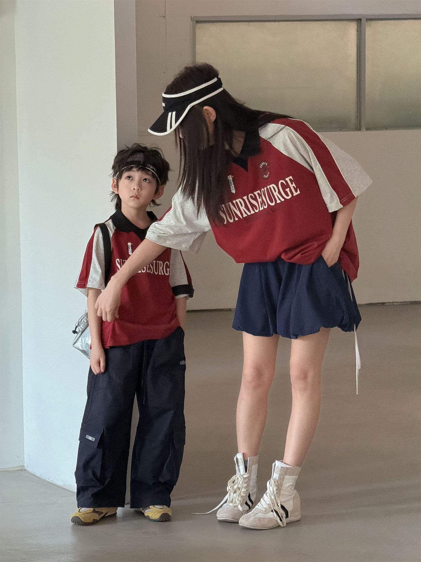 Children's Square Collar Color Matching Letters Family Parent-child Outfit