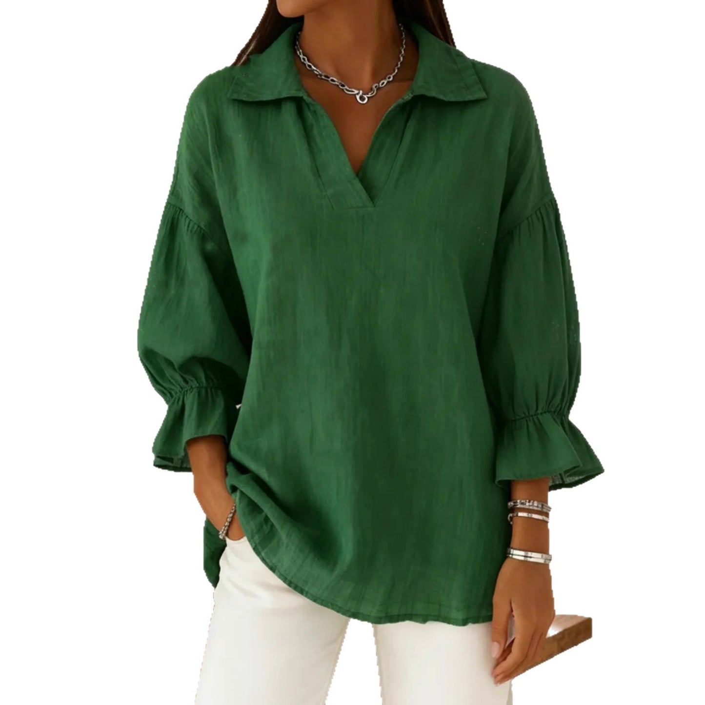 Women's Solid Color Casual Loose Stylish Long Blouse