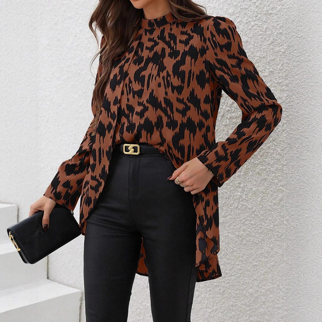 Lady Temperament Half Turtleneck Loose Long Sleeve Blouse