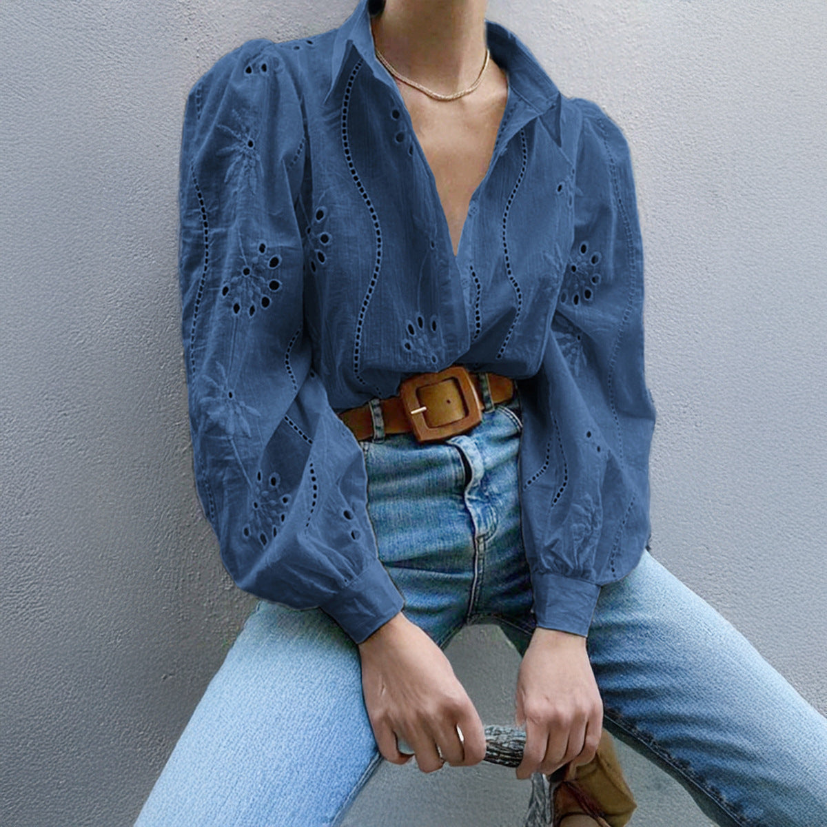 Women's Casual Loose Fashion Puff Sleeve Blouse