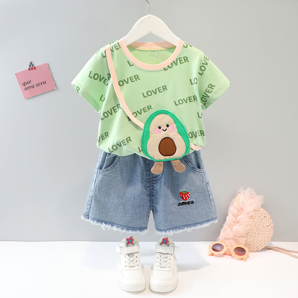 Summer Clothing Clothes 2 Infant Fashionable Cartoon Short Sleeve Two-piece Children's Suit