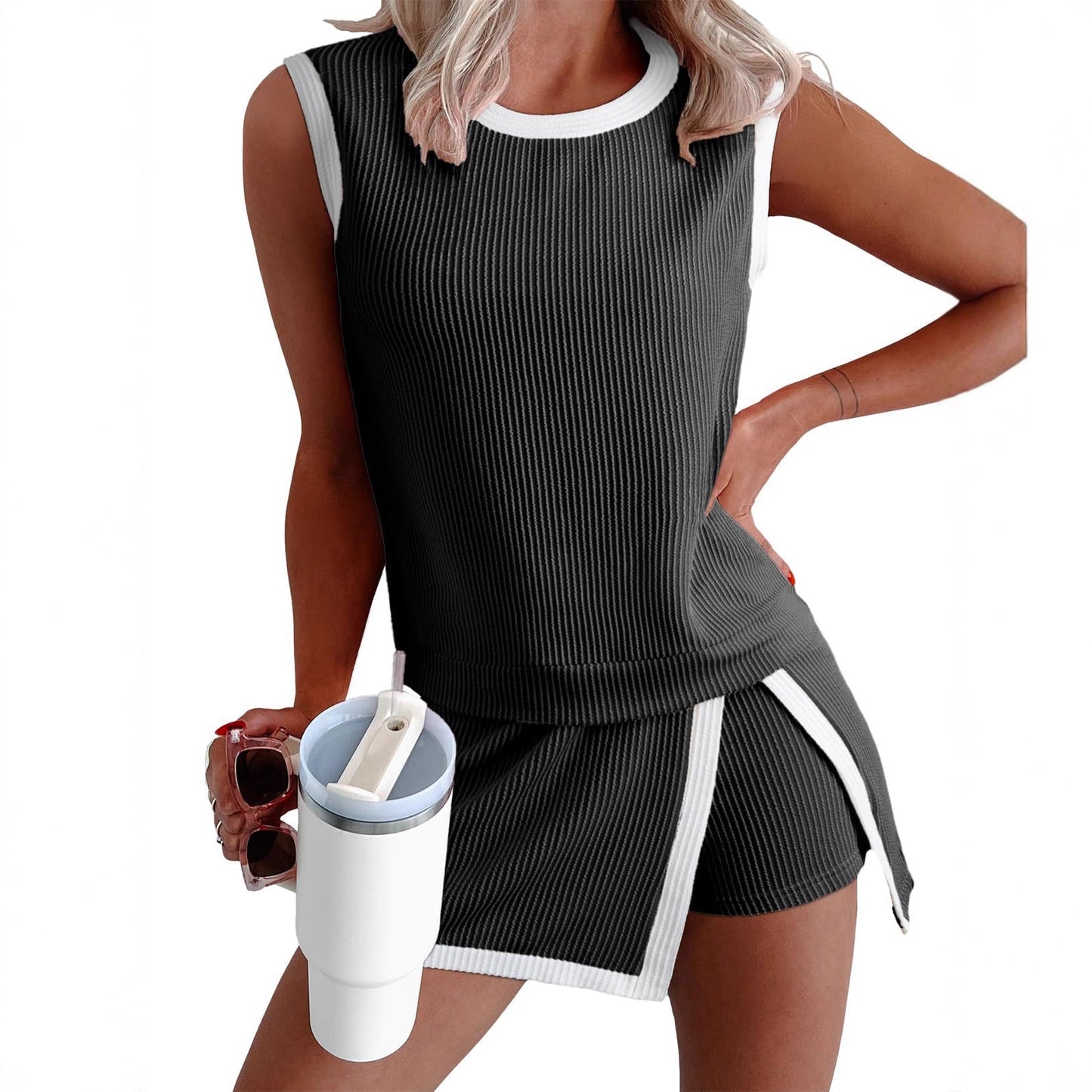 Women's Summer Set Short-sleeved T-shirt Two Pieces Shorts