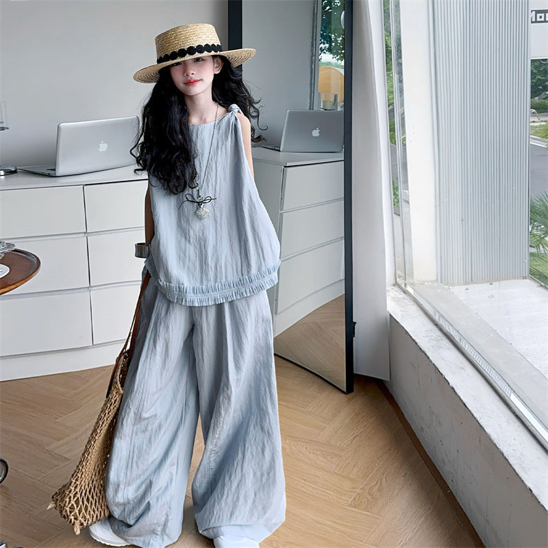 Children's Summer Thin Camisole Pants Two-piece Set Big Children's Suit