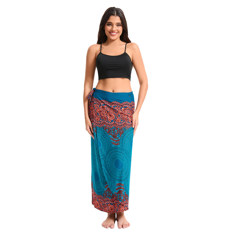 One-piece Casual Sarong Vacation Style Flower Beach Towel Slim Skirts