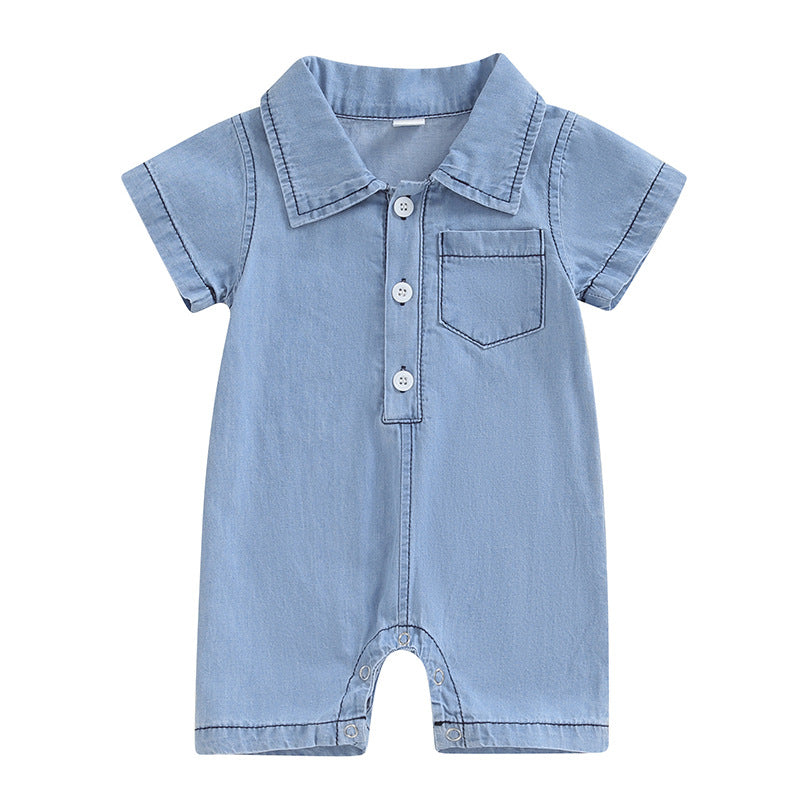 Clothes For Babies Summer Boys Denim Jumpsuit Infant Super Cute Jumpsuit, Climbing Suit