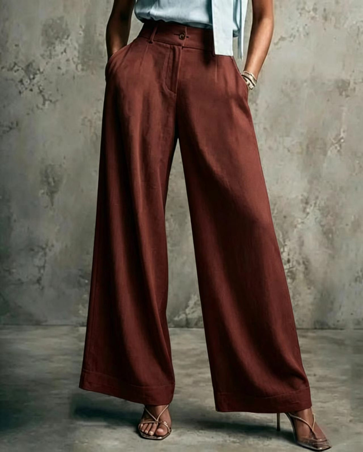 Women's Solid Color Wide Leg High Waist Loose Casual Pants