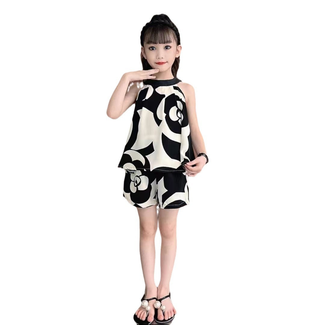 Children's Summer Fashionable Sleeveless Thin Type Chiffon Big Children's Suit