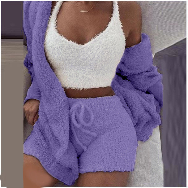 Women's Winter Plush Pajamas Long Sleeve Sports Fashion Casual Suit