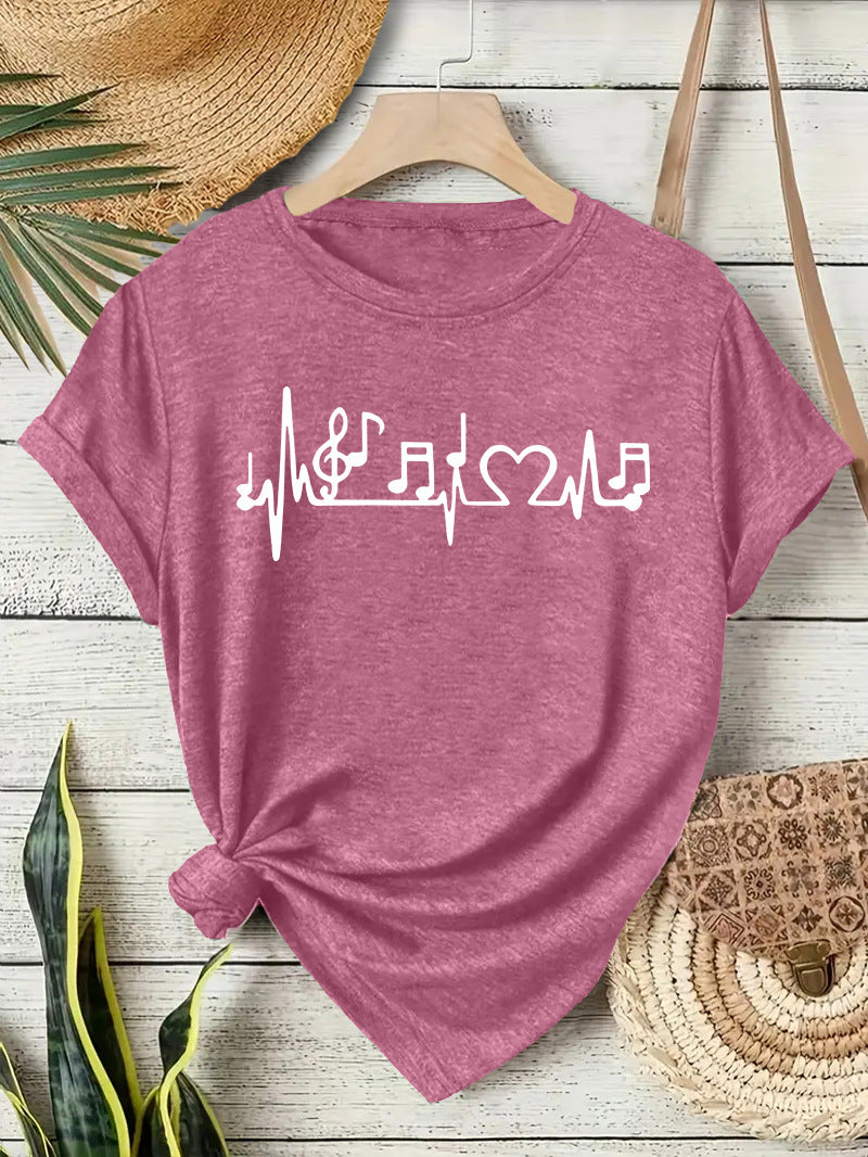 Women's Cute Printed Short-sleeved Note Fashion Women's T-shirt