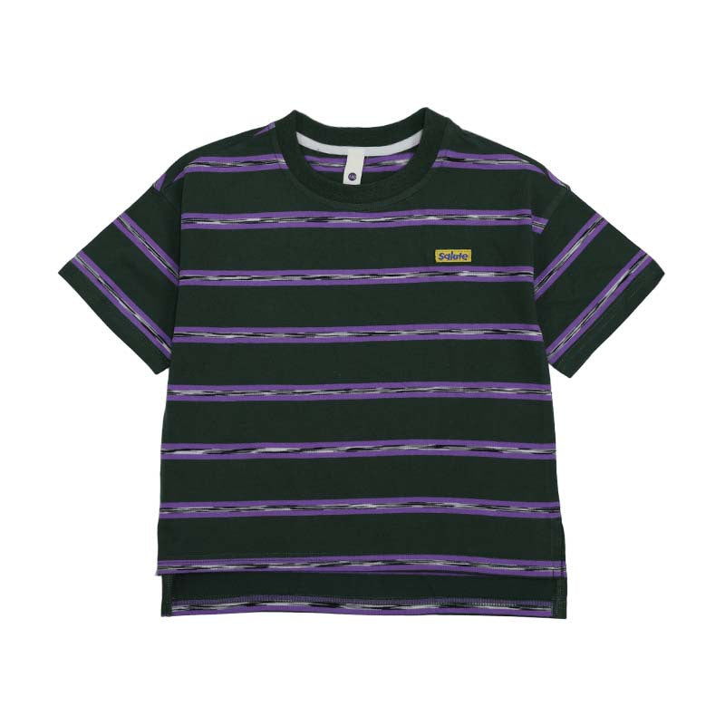 Children's Cotton Summer Contrast Color Striped Middle Big Loose Casual Children's T-shirt