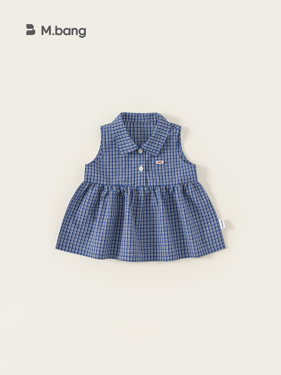 Children's Clothing Shirt Summer Lapel Plaid Sleeveless Fashionable Stylish Children's Dress