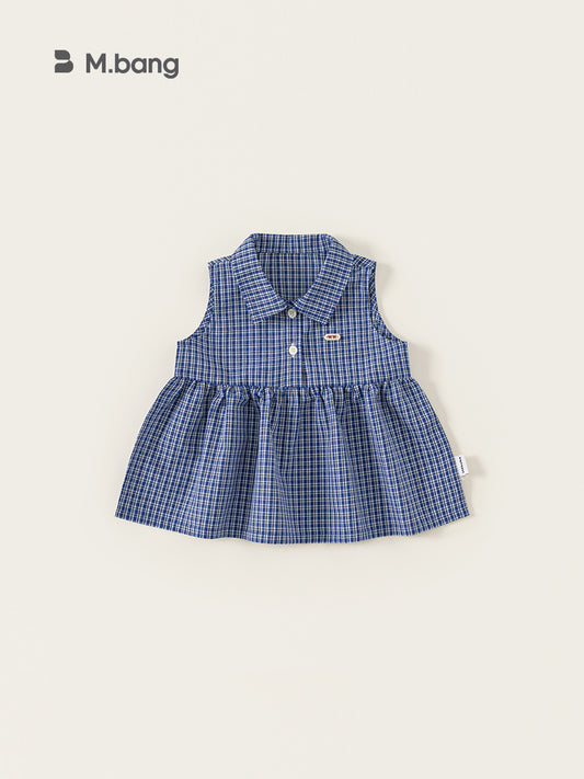 Children's Clothing Shirt Summer Lapel Plaid Sleeveless Fashionable Stylish Children's Dress