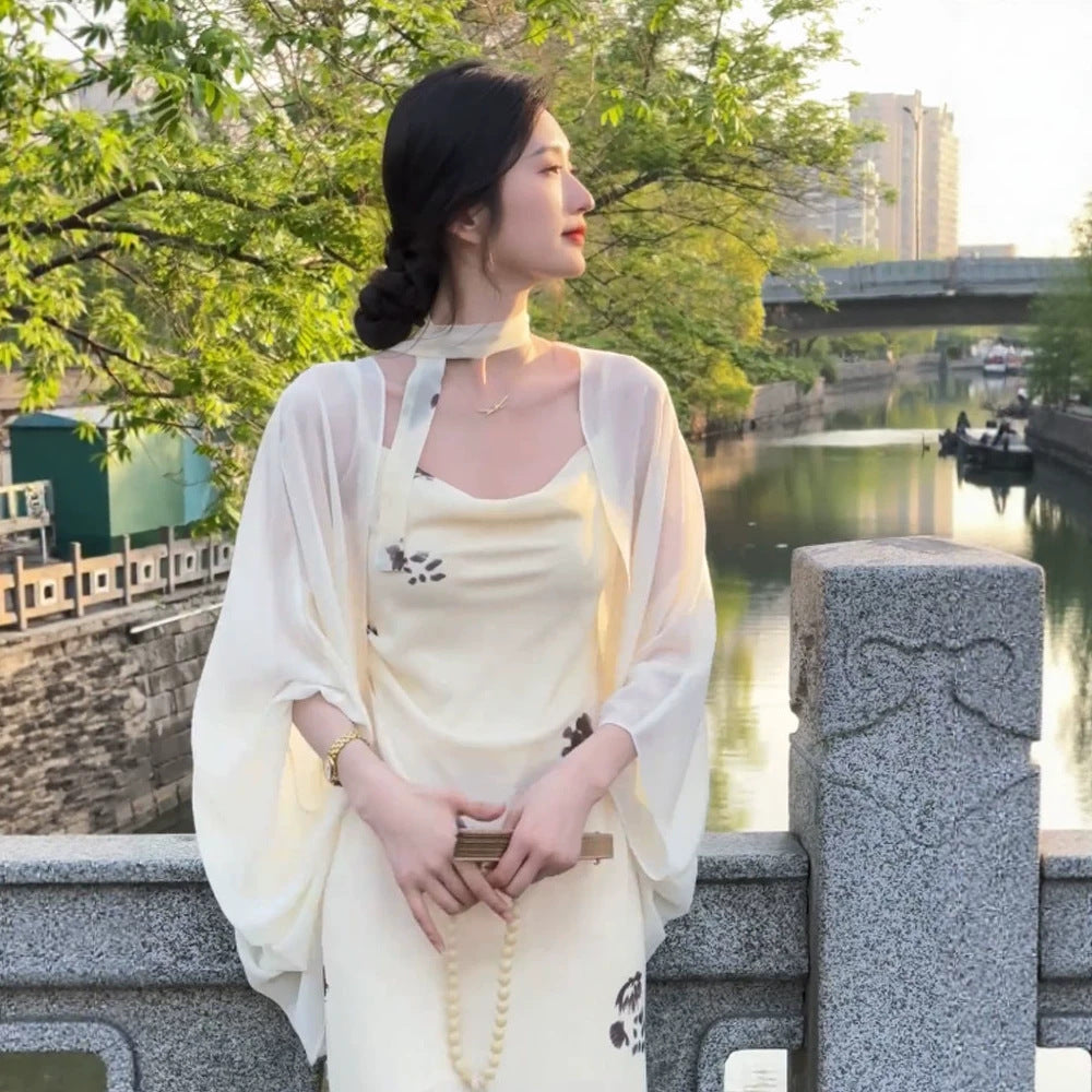 Women's Cheongsam Shawl Outer Match High-grade Tulle Super Fairy Thin Sun Clothing