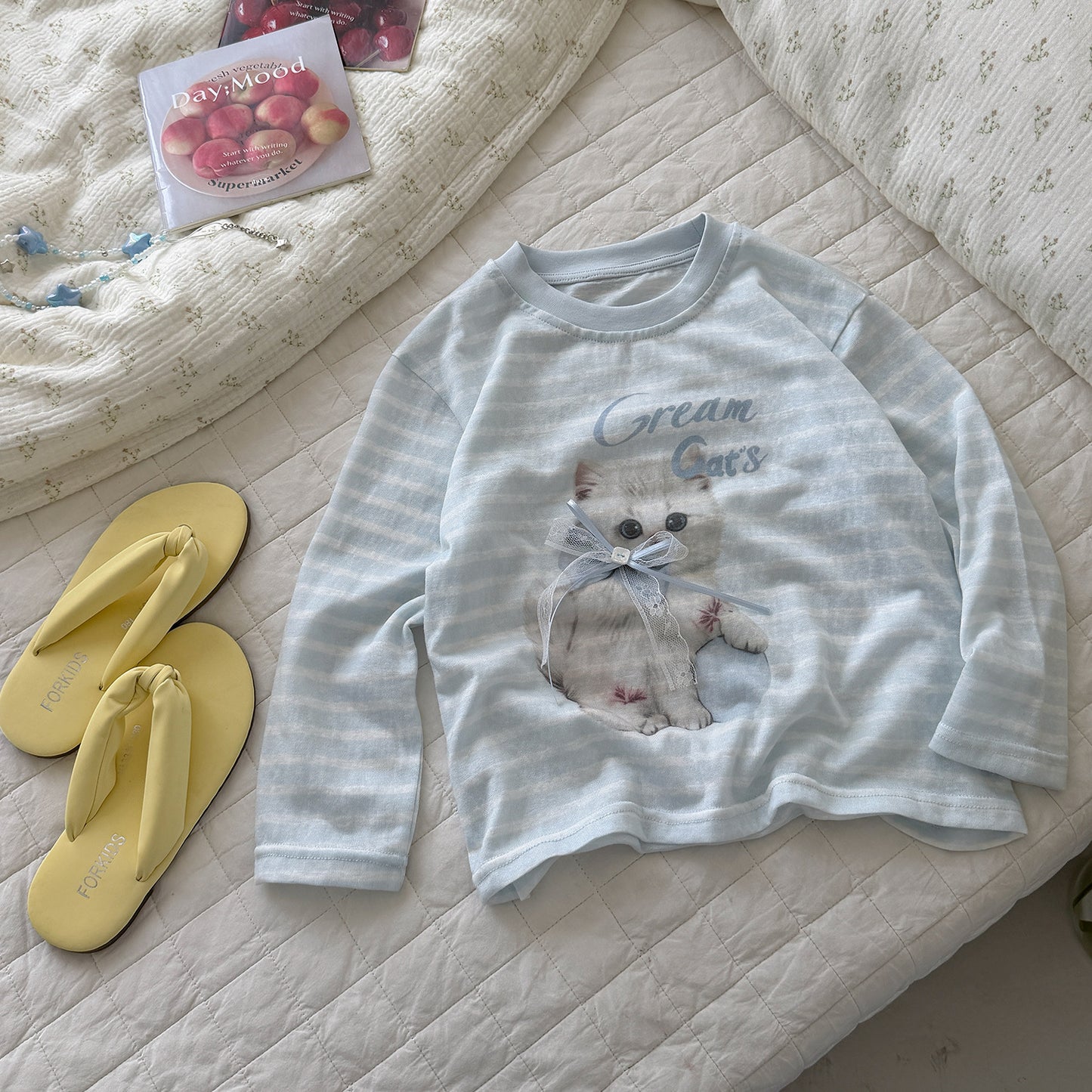 Children's Summer Sun Protective Blouse Cartoon Printed Long-sleeved Casual Top Children's T-shirt