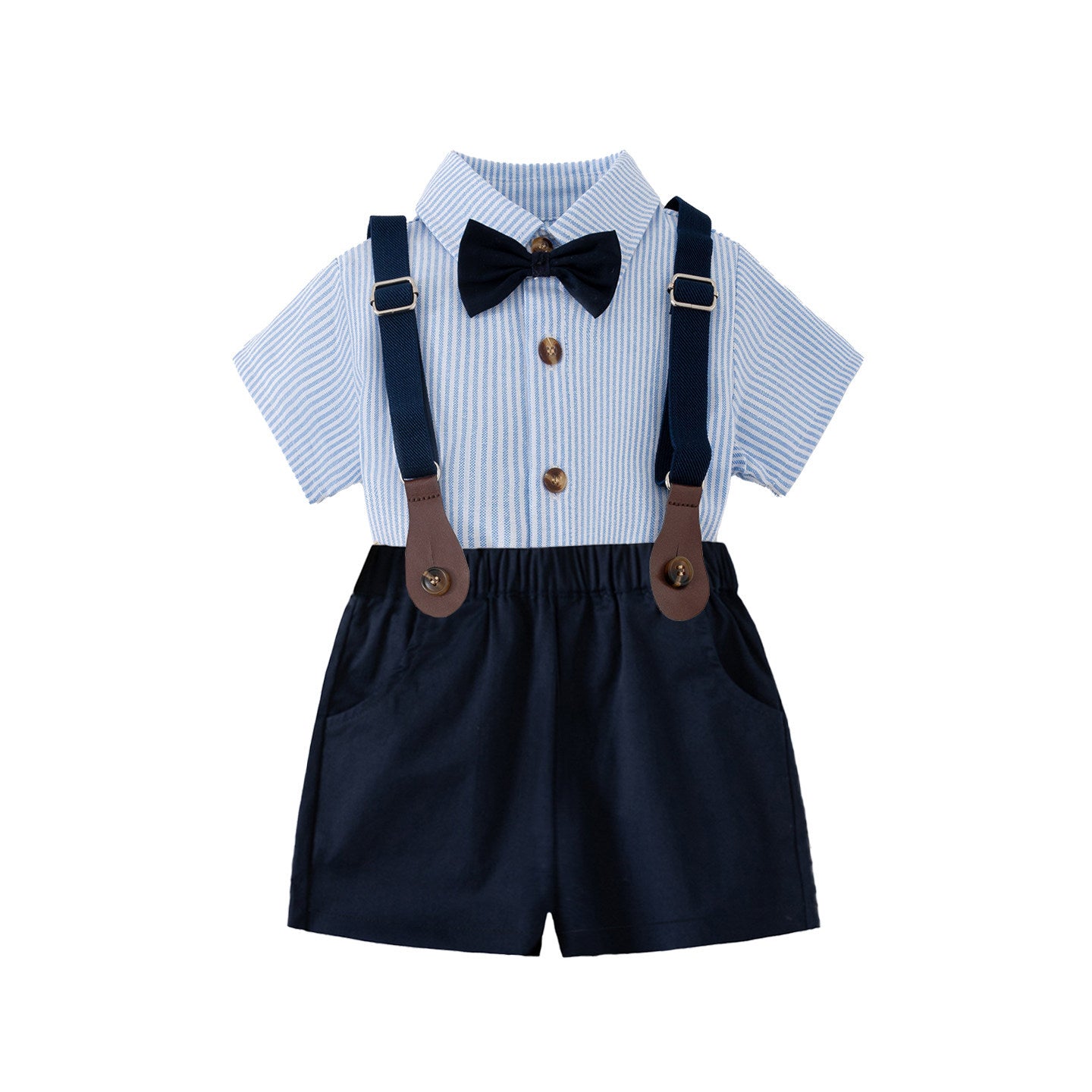 Children's Korean Style Little Master Overalls Dress Short Sleeve Children's Suit
