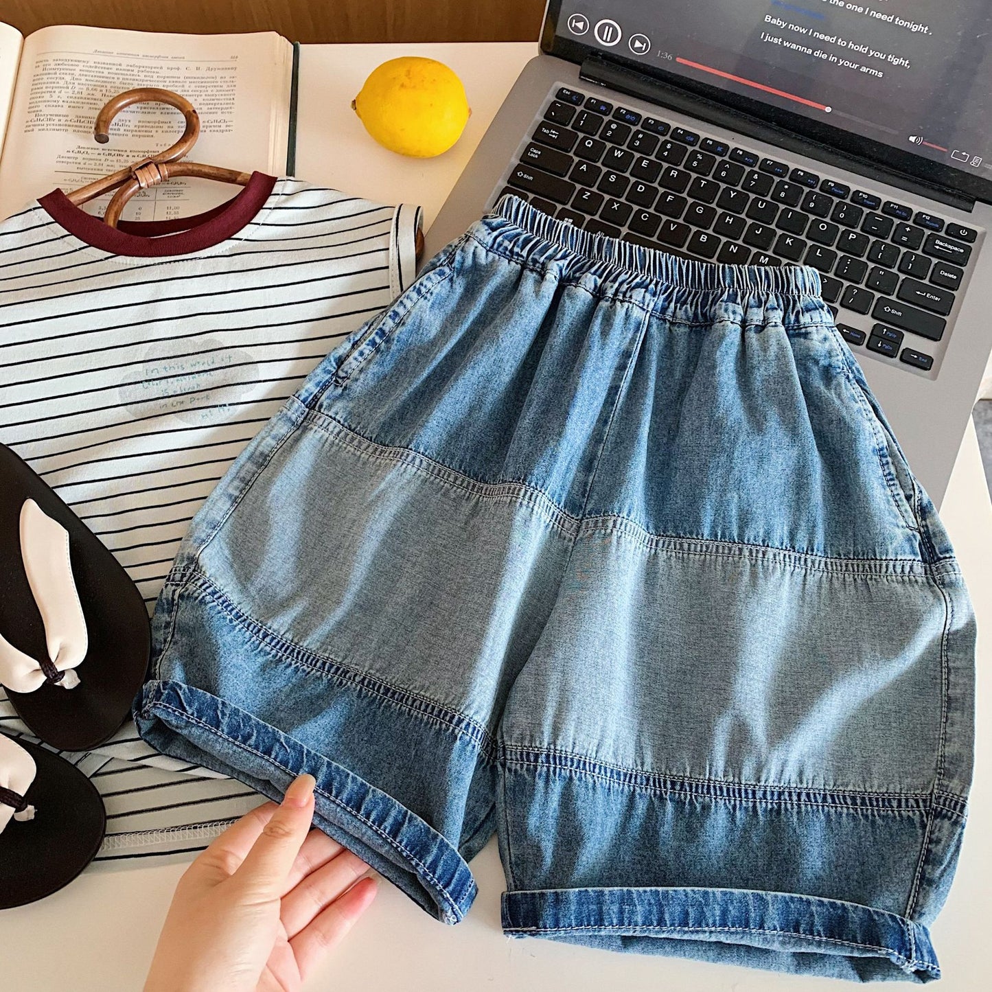Children's Summer Stitching Denim Boys Trendy Shorts Children's Pants