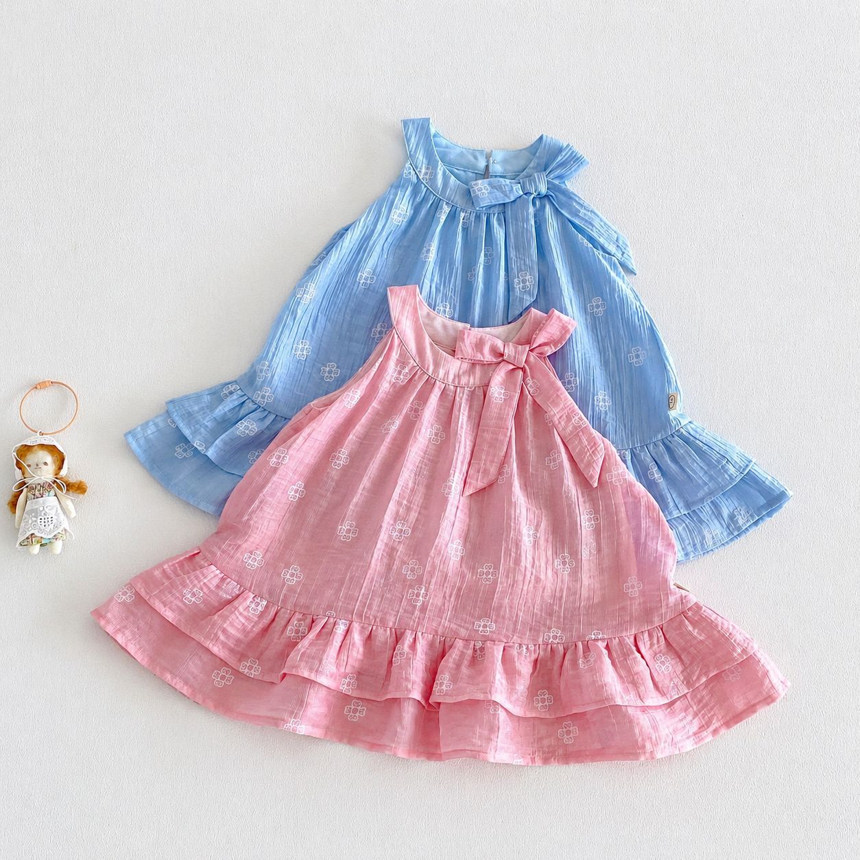 Vest Summer Full Printed Floral Bow Skirt Children's Dress