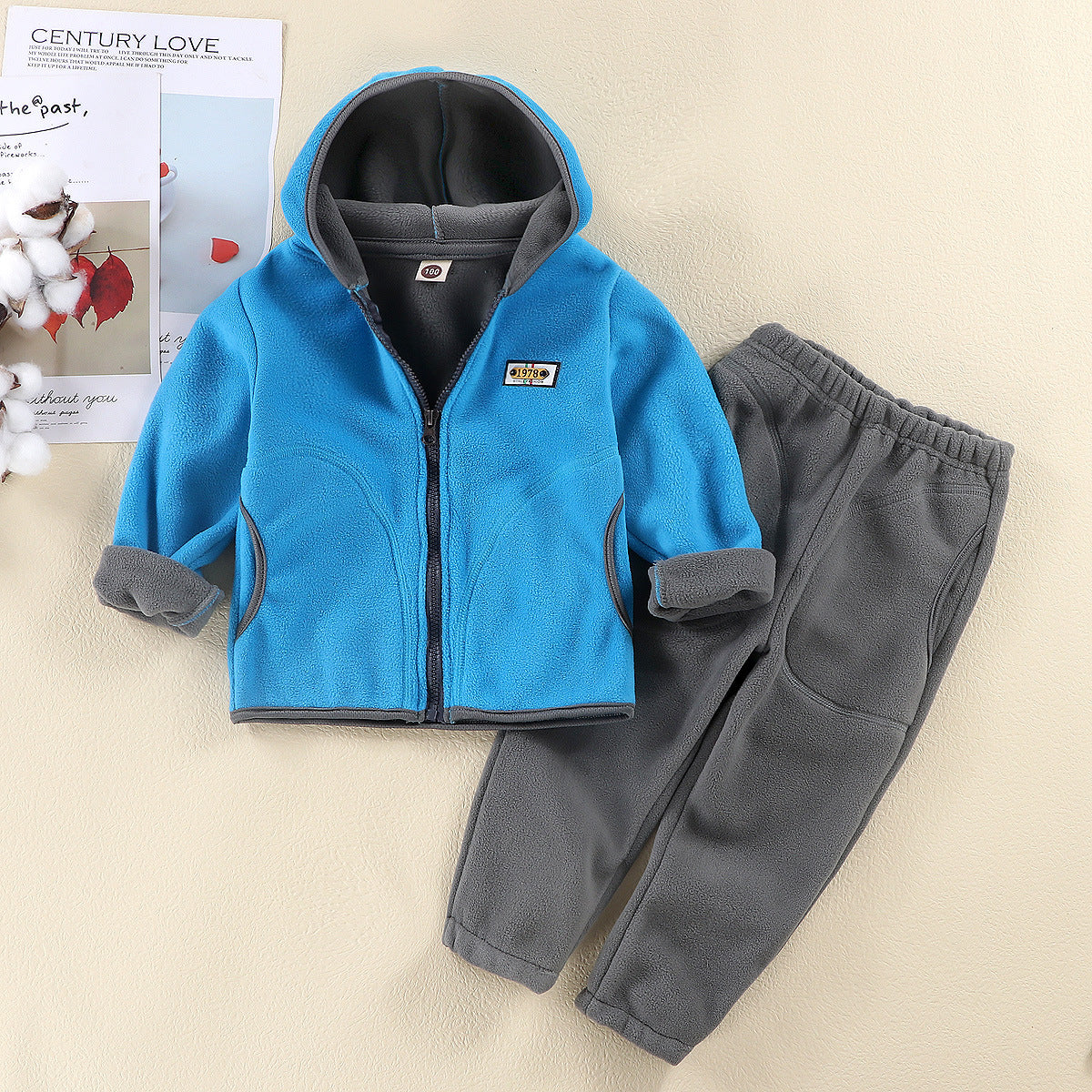 Children's Medium Large Boys Coat Trousers Outer Wear Thick Spring Hoodie Children's Suit