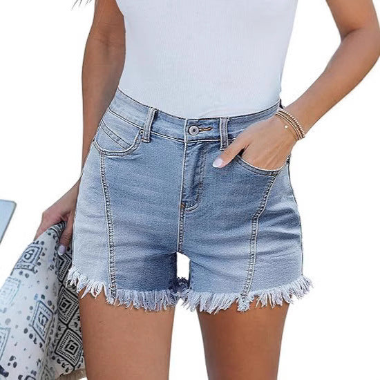 Fashion Casual Ordinary Water Washed Hole Raw Women's Jeans