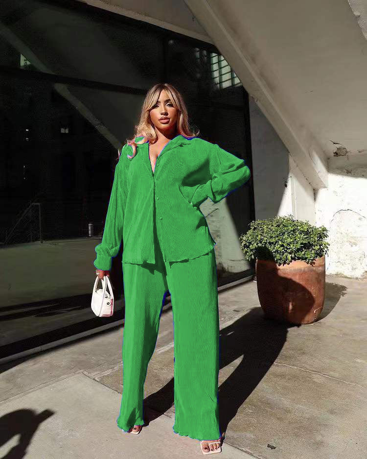 Glamorous Women's Sexy Pleated Loose Multicolor Fashion Casual Suit