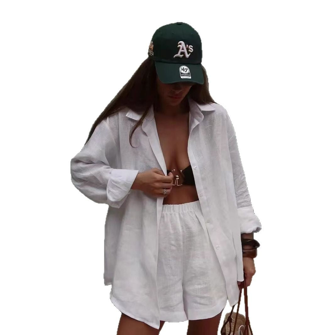 Women's Cotton Long Sleeve Outer Wear Simple Solid Color Suits