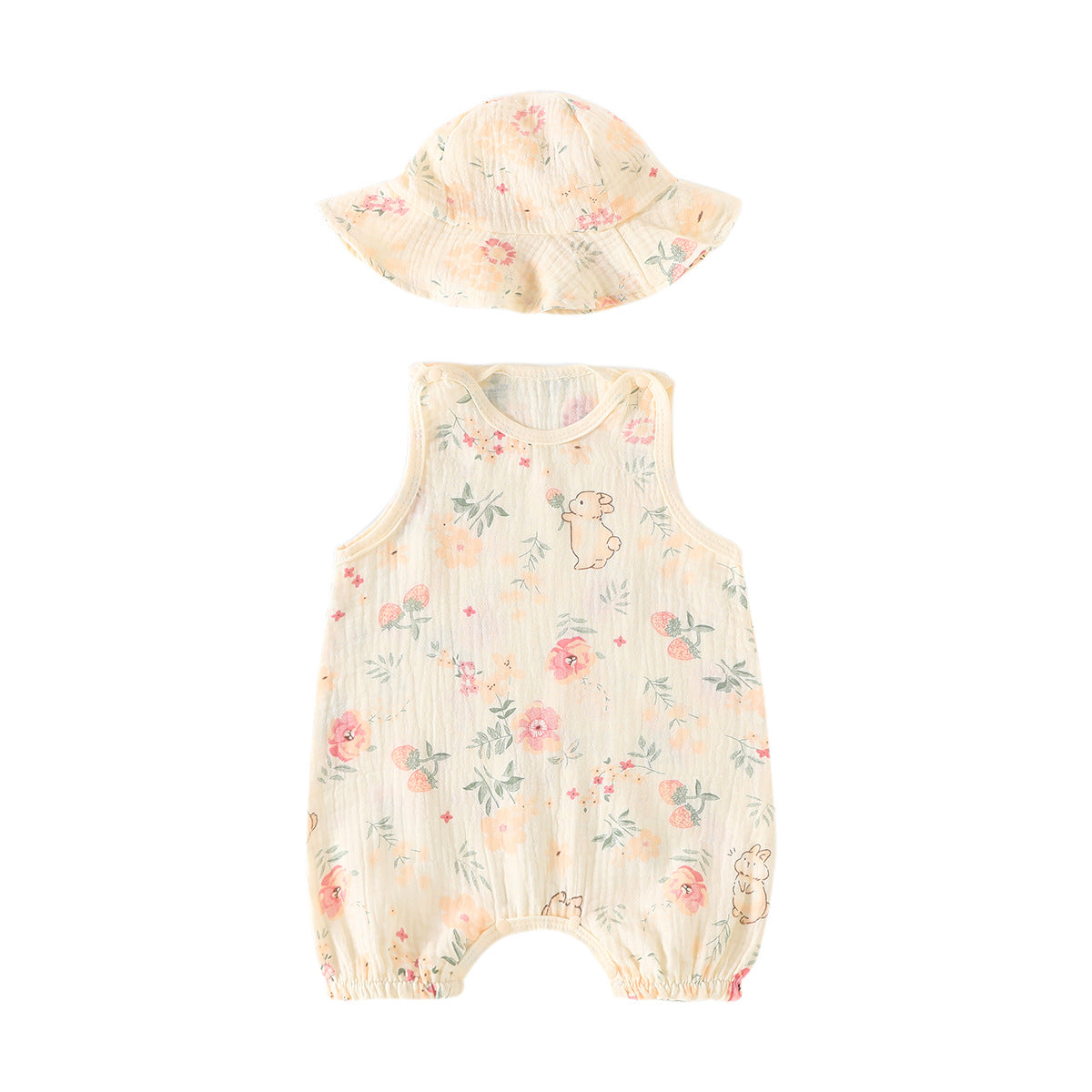 Thin Pure Cotton Born Gauze Clothes Sleeveless Vest Garments Jumpsuit, Climbing Suit