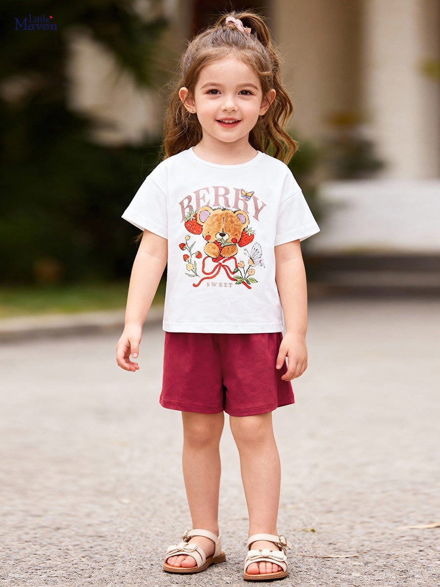 Children's Er Female Cartoon Bear Casual Clothing Children's Suit