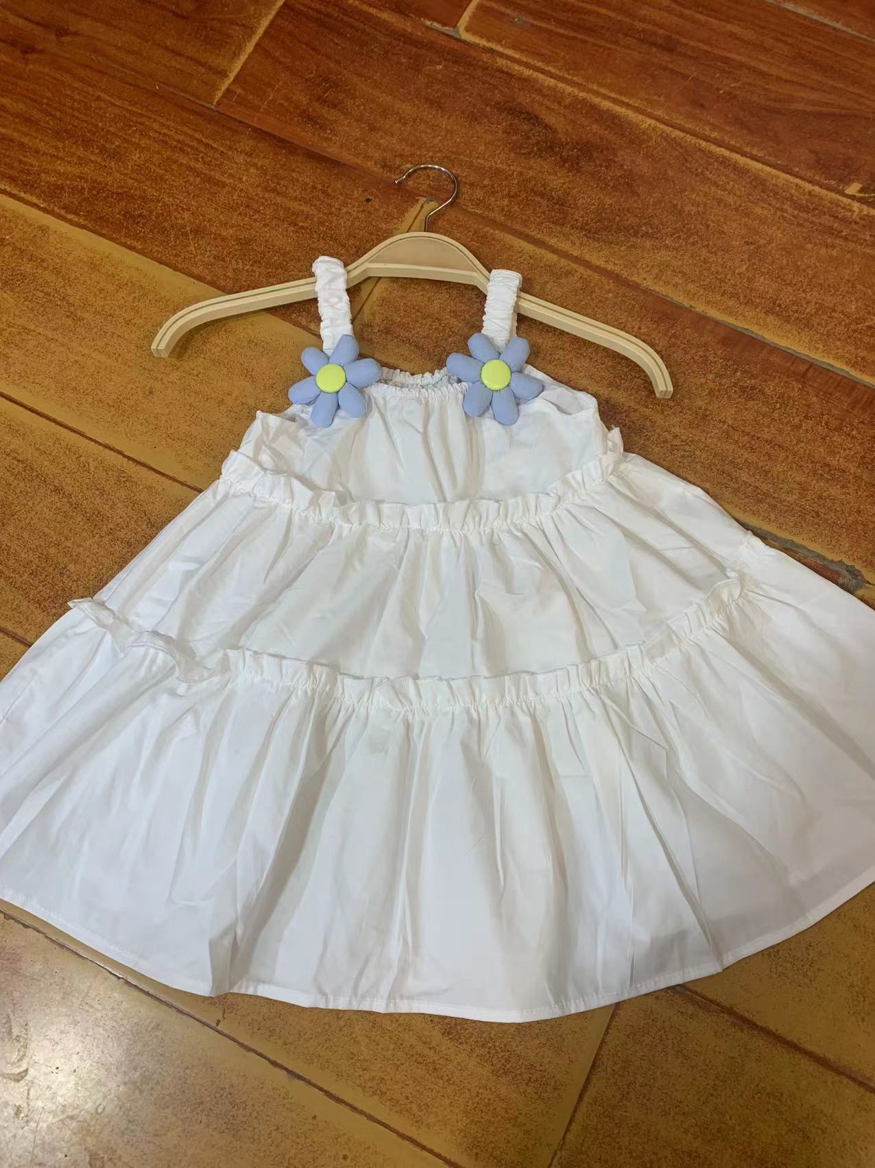 Children's Ethnic Style White Body Strap Braces Skirt Children's Dress