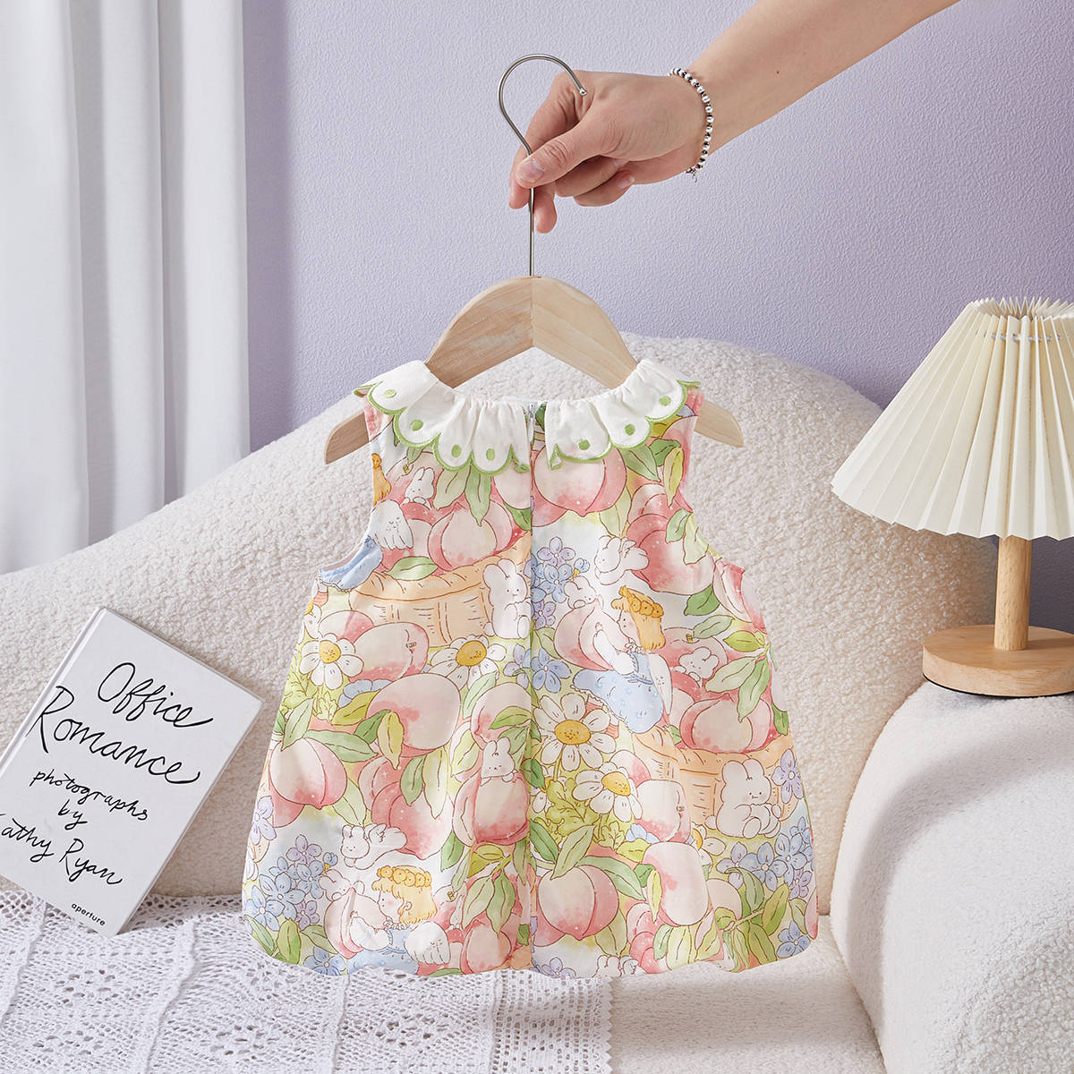 Sleeveless Tulip Bunny Cute Lace Collar Skirt Infant Children's Dress