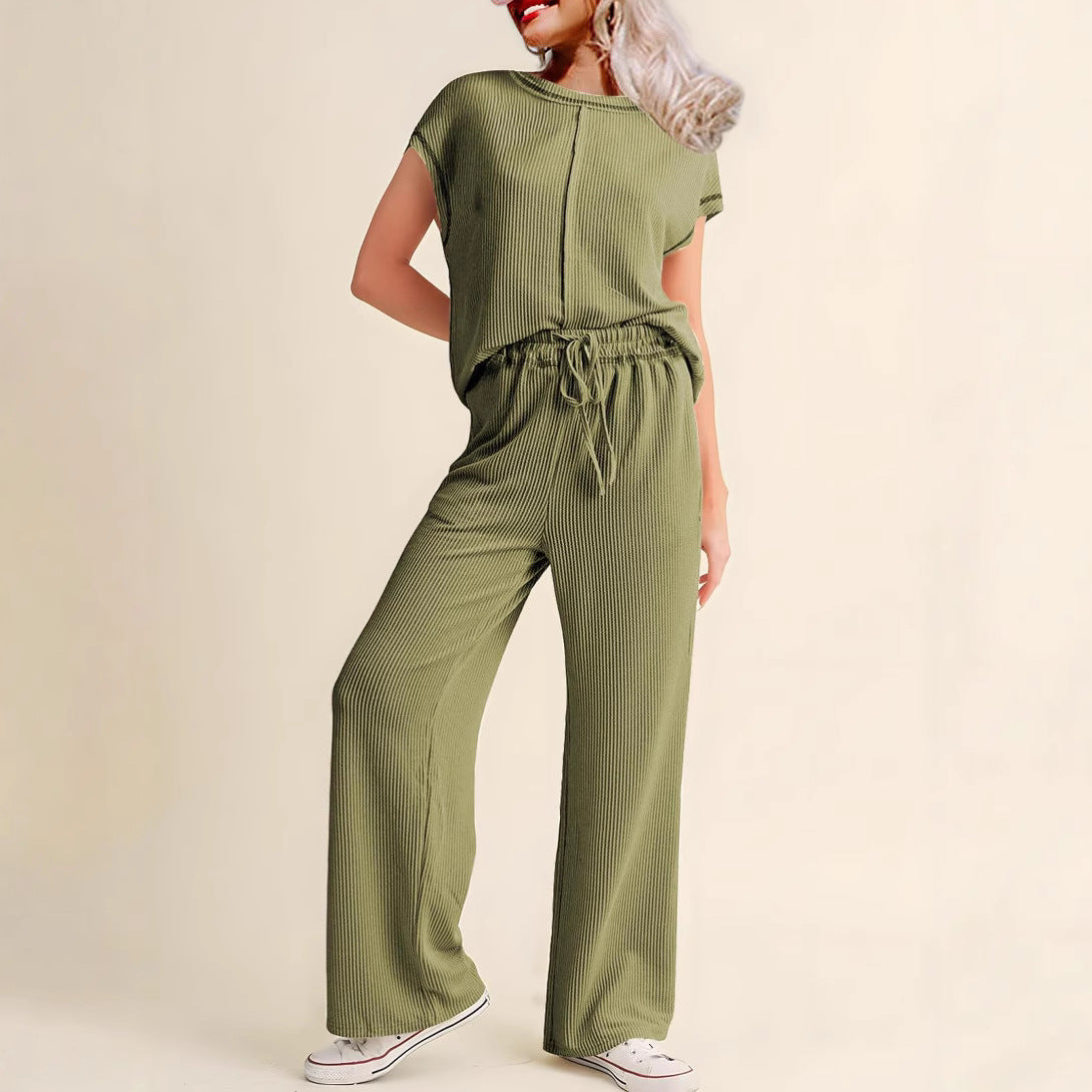 Women's Three-quarter Sleeve Rope Solid Color Commute Suits