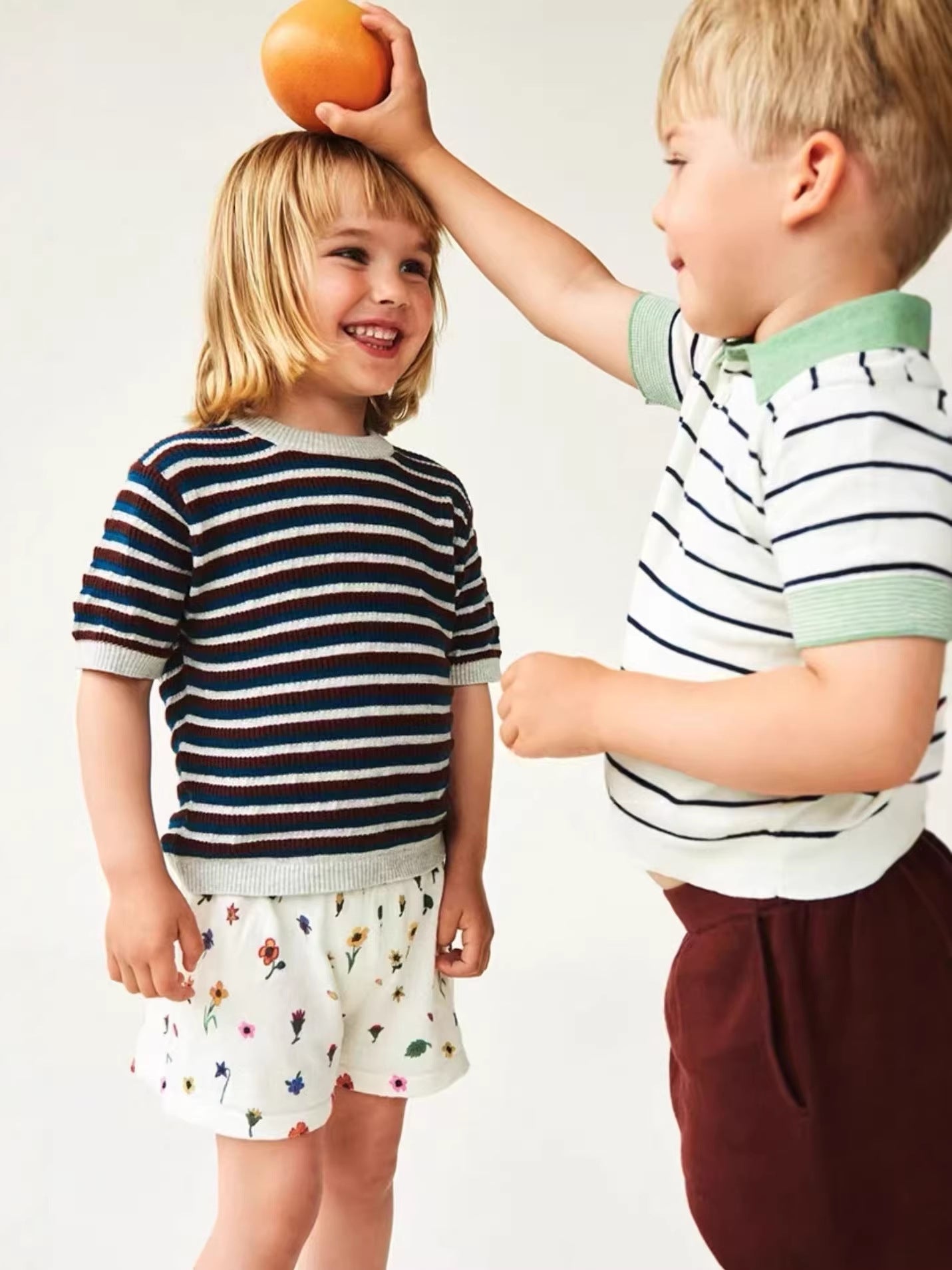 Graceful Wind Striped Color Matching Boys Children's T-shirt
