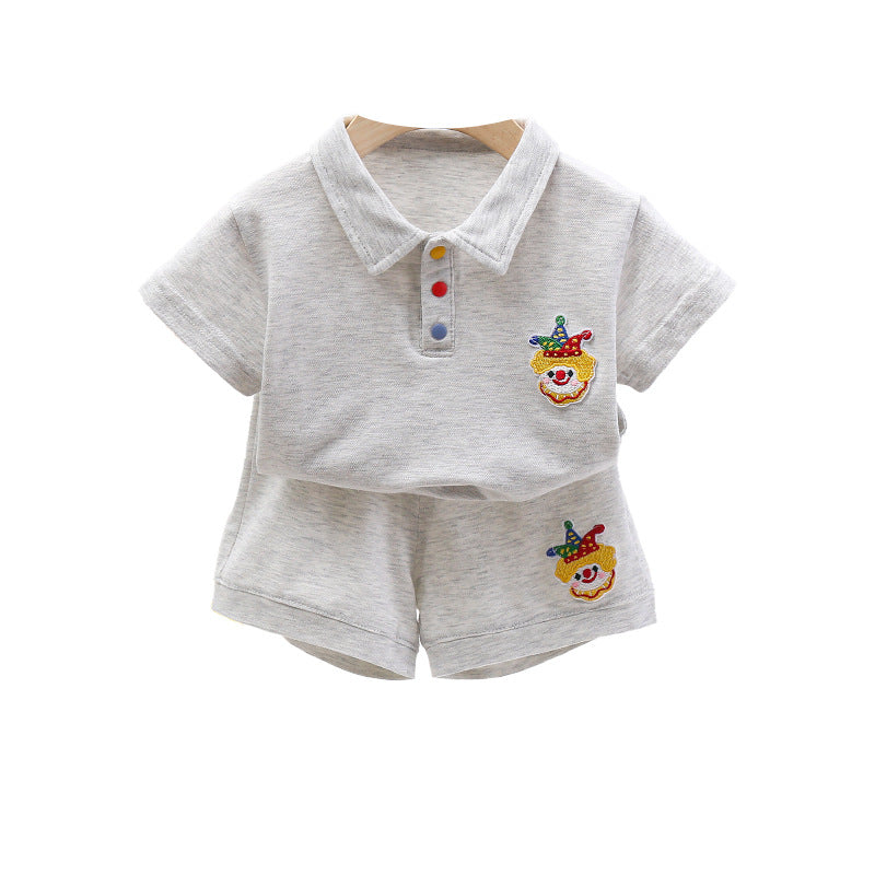 For Babies Summer Thin Unisex Infant Cute Two-piece One Year Children's Suit