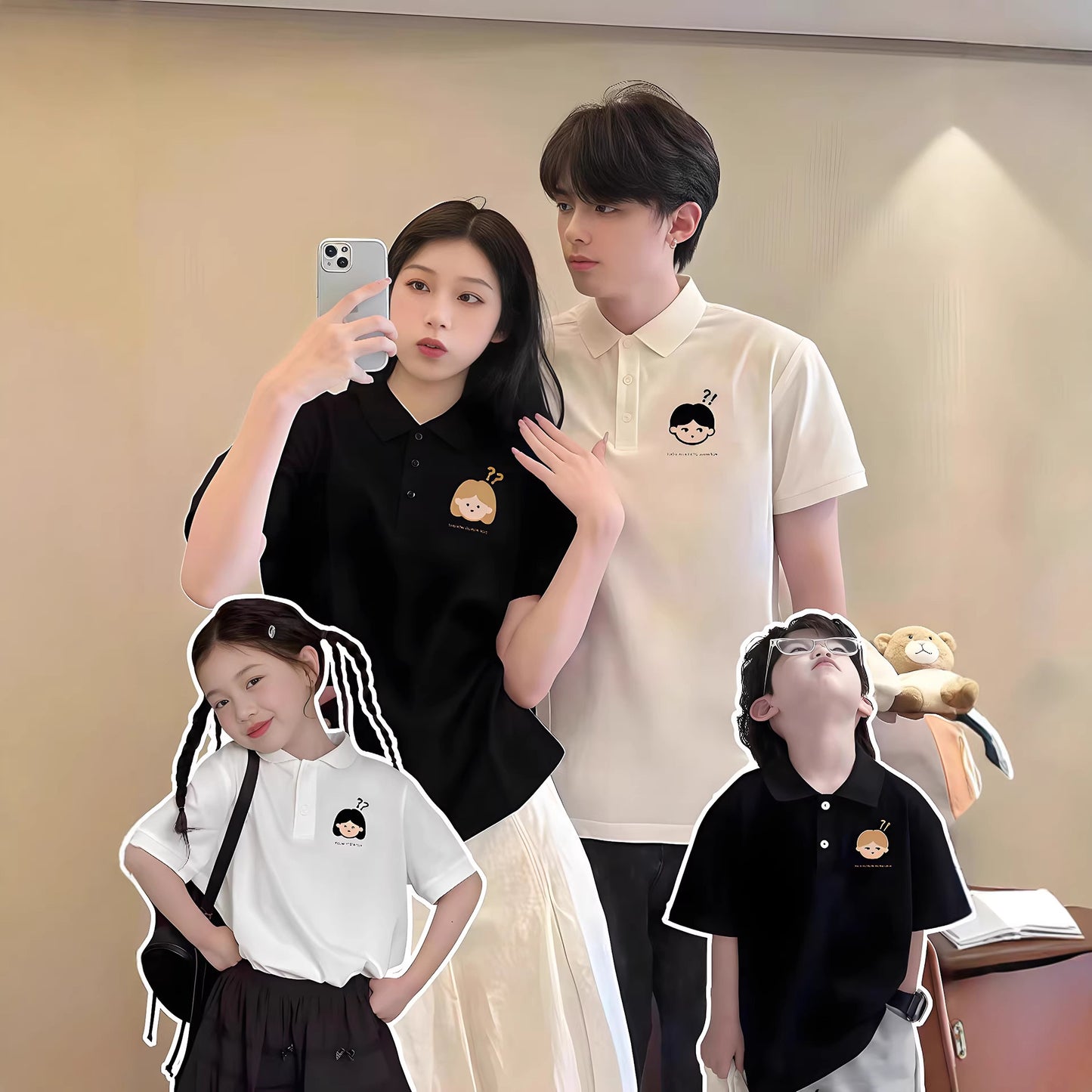 College Style Shirt Suit Family Of Parent-child Outfit