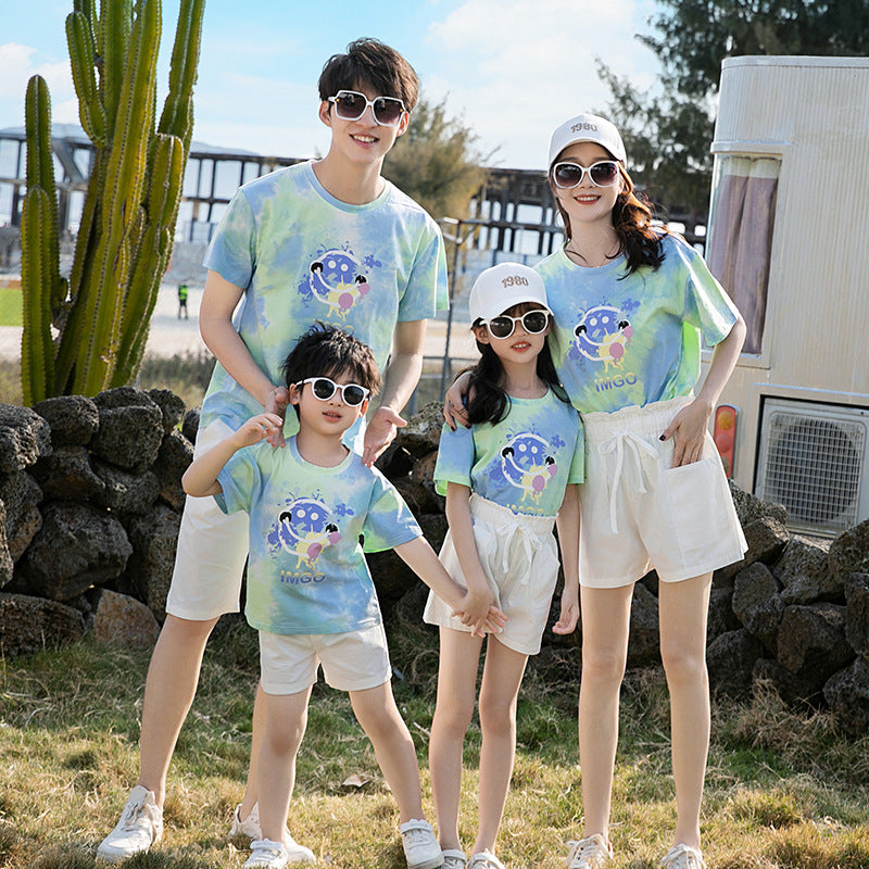Summer Suit Travel Vacation Leisure Fashion T-shirt Parent-child Outfit