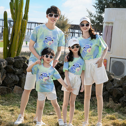 Summer Suit Travel Vacation Leisure Fashion T-shirt Parent-child Outfit