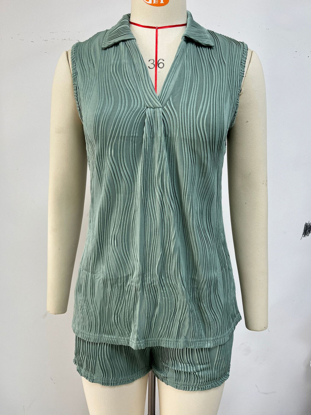 Women's Solid Color Polo Collar Pocket For Shorts