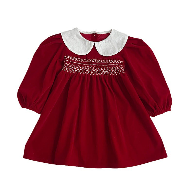 Collar Red Clothes For Babies Triangle Rompers Sisters Children's Dress