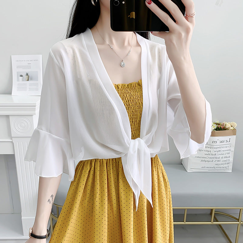 Women's Summer French Style Long Sleeve Sunscreen Outerwear Shawl Air Conditioner Clothing