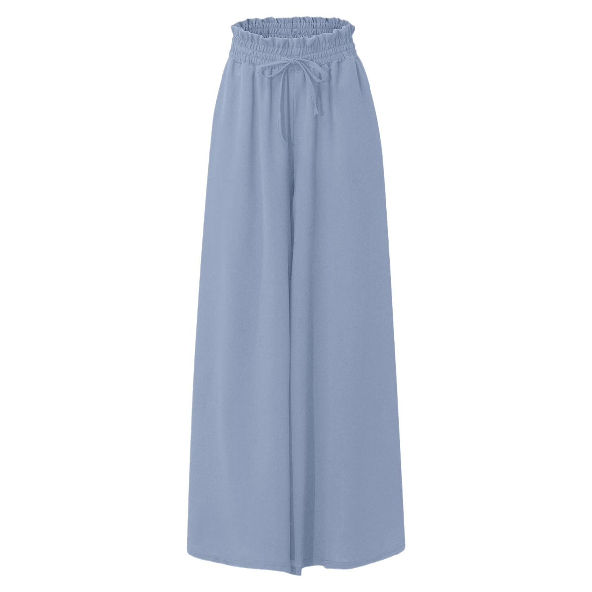 Women's Summer Elastic Waistband Wide Leg High Waist Long Culottes Casual Pants