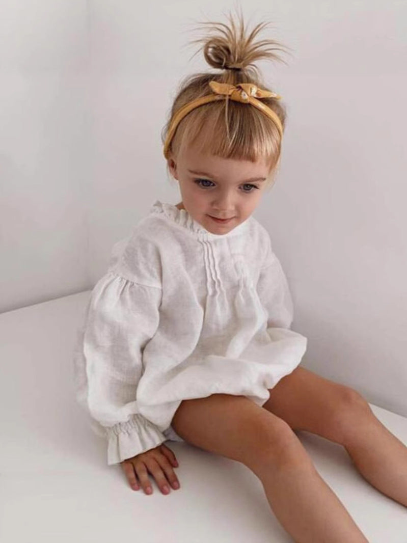 Sleeve Jumpsuit Solid Color Linen Crawling Butt Wrap Clothes Jumpsuit, Climbing Suit