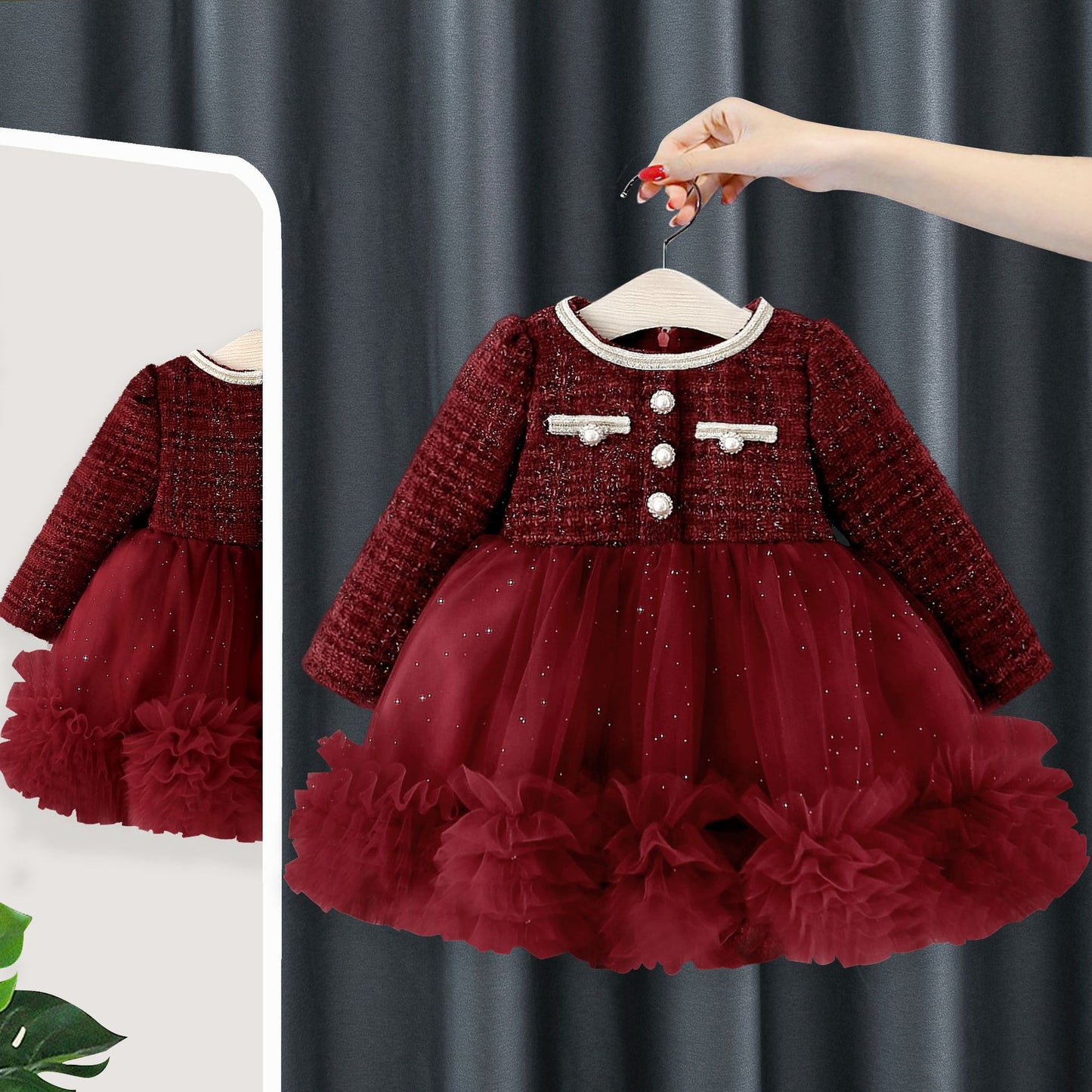 Children's Classic Style Fleece-lined Long-sleeved Princess Thickened Children's Dress