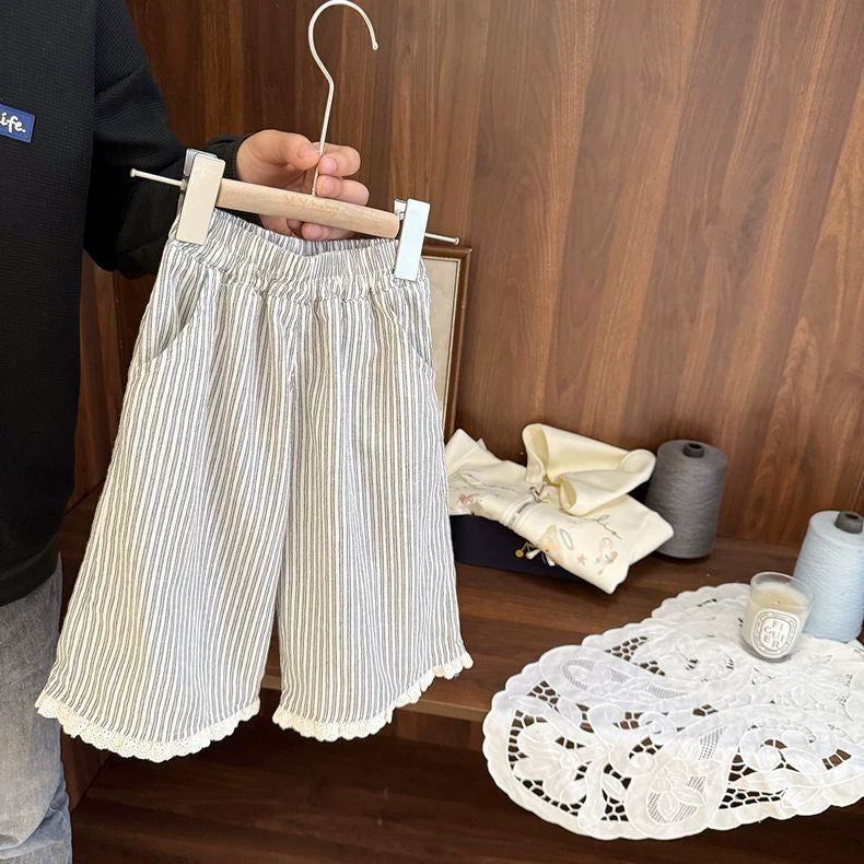 Summer Casual Western Style Cool Popular Sweet Fashionable Lace Children's Pants