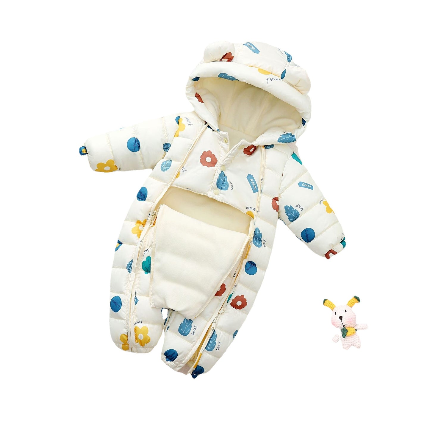 Born Jumpsuit Boys Winter Outing Down Clothes Fleece-lined Jumpsuit, Climbing Suit
