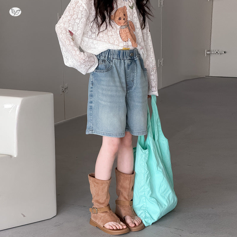 Jeans For Summer Middle Big Light Blue Children's Pants